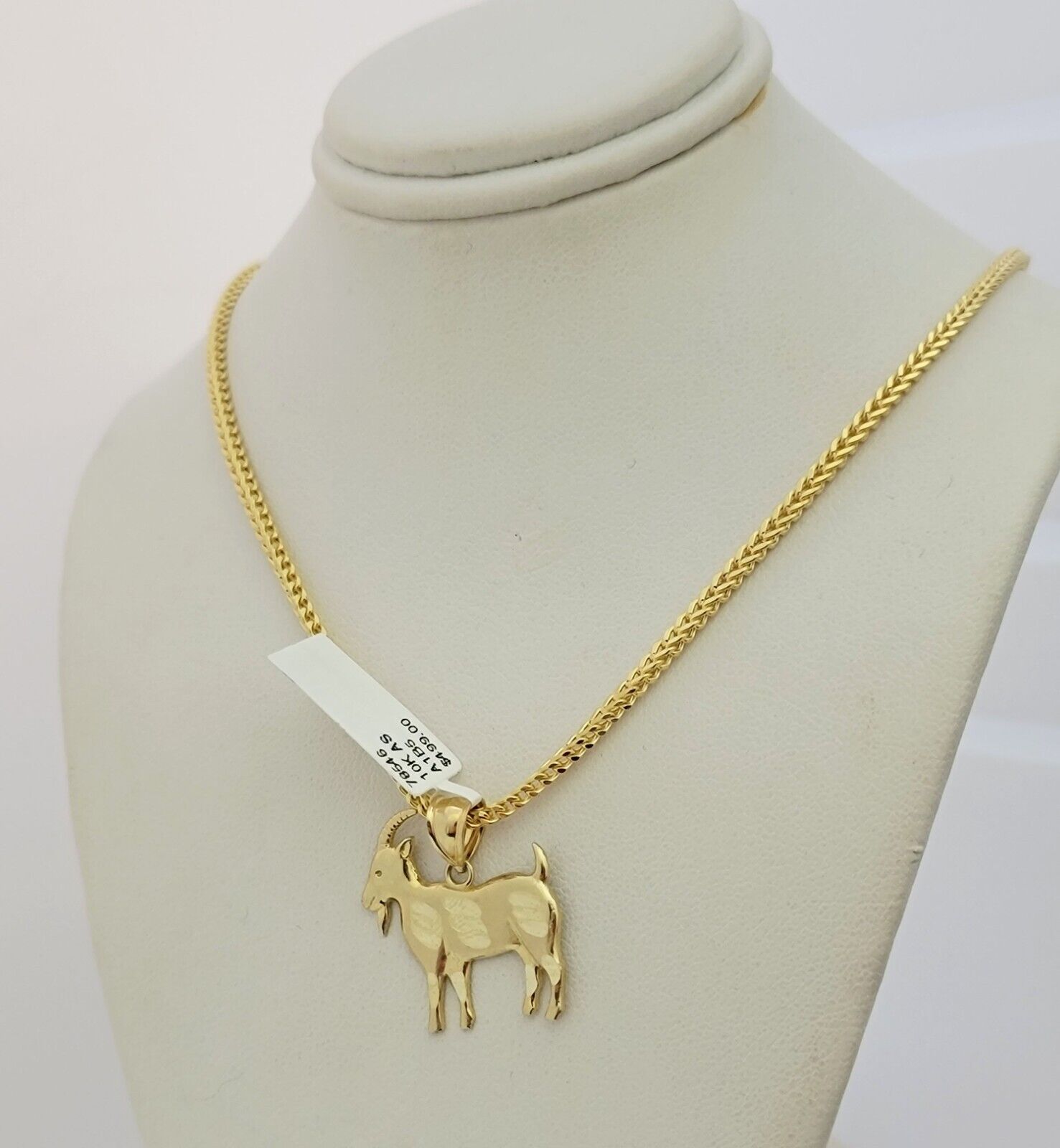 Real 10k Gold Chain Pendant SET Franco Necklace GOAT Charm 2.5mm 18"-24 Inch